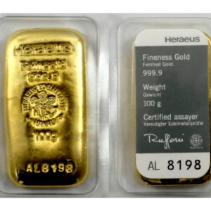 100 Gram Argor Heraeus Cast Gold Bar