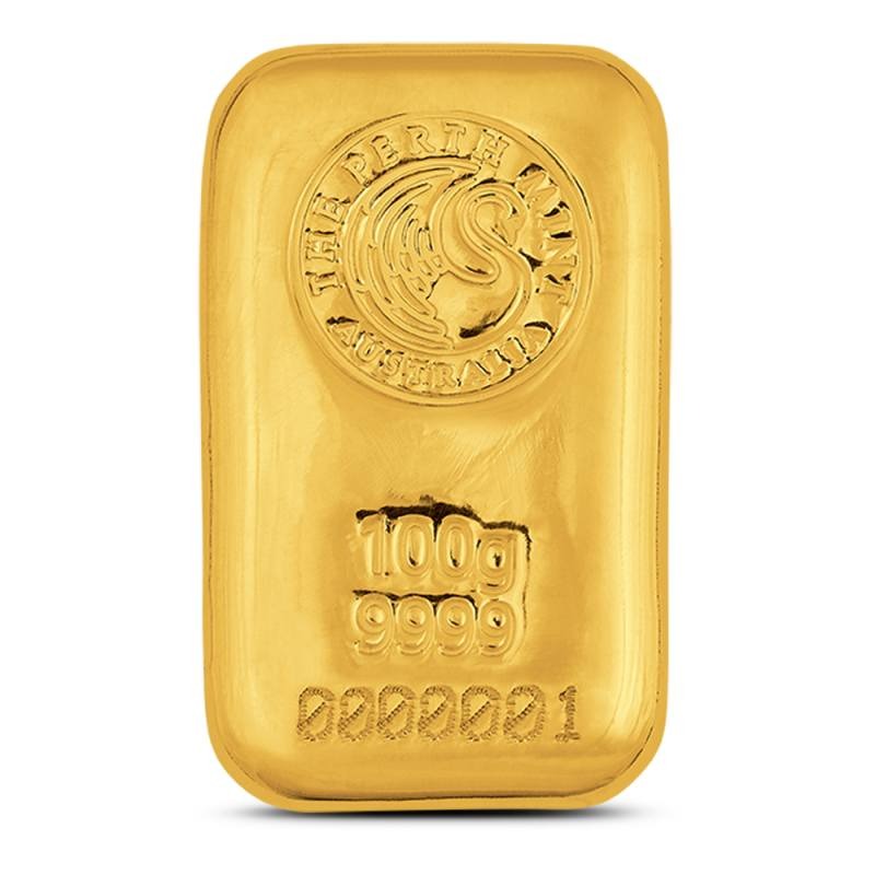 100 Gram Perth Mint Cast Gold Bar