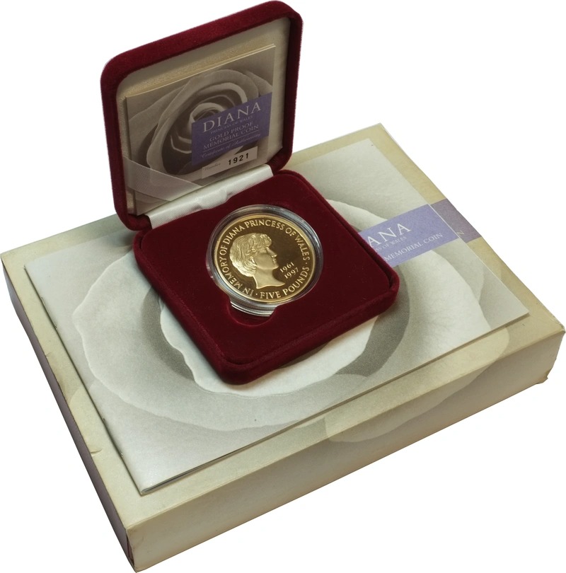 £5 Proof Gold Crown Coin Diana Princ