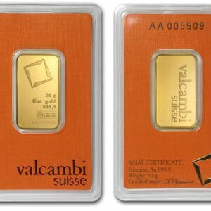 20 Gram Valcambi Gold Bar For Sale