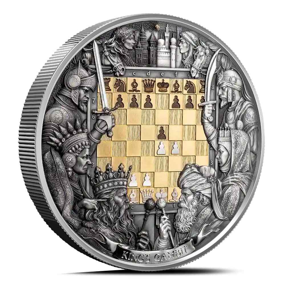 3 oz Antique Niue Silver Kings Gambi