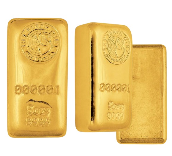 Buy 5 oz Perth Mint Cast Gold Bar (New) - Image 2