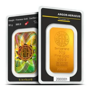 50 Gram Argor Heraeus Kinebar Gold