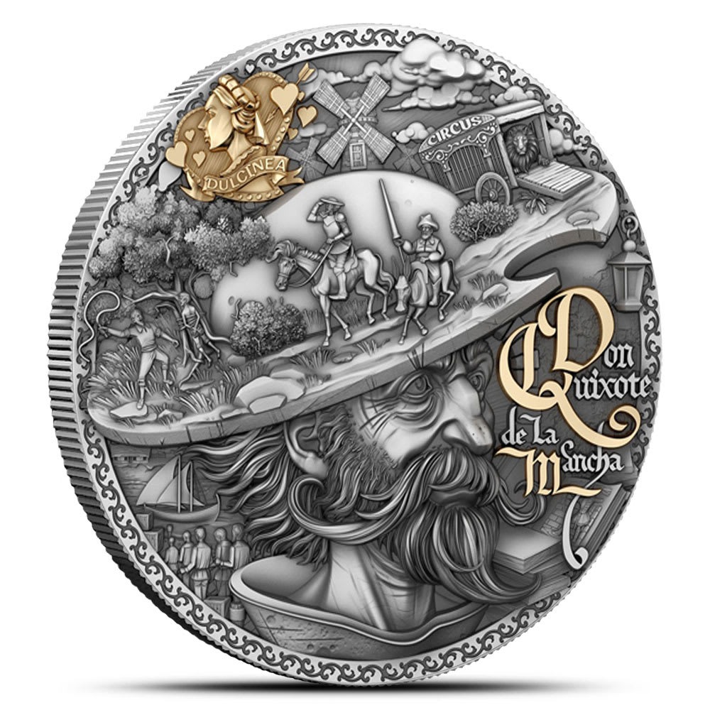 2 oz Antique Silver Niue Don Quixote