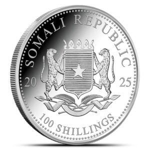 2025 1 oz Somalia Silver Elephant Coin (Gilded, BU)
