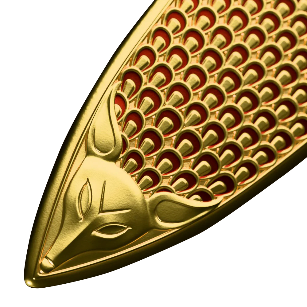 2025 2 oz Colorized Samoa Silver King Tutankhamun's Dagger Shaped Coin (Gilded) - Image 6
