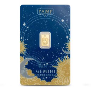 1/2 Gram PAMP Suisse Zodiac Gemini Gold Bar (New w/ Assay)