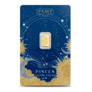 1/2 Gram PAMP Suisse Zodiac Pisces Gold Bar (New w/ Assay)