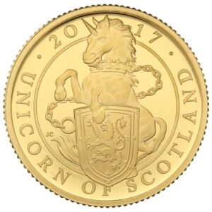 2017 1/4 oz Proof Unicorn of Scotland Gold Coin Queen's Beasts
