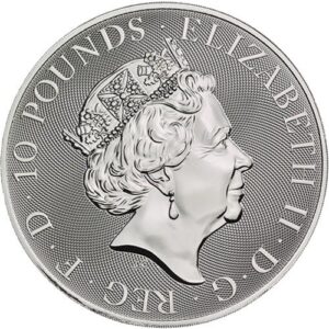 2019 10 oz British Silver Queens Beast Black Bull Coin