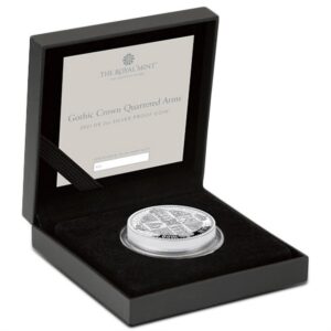 2021 2 oz Proof British Silver Gothic Crown Quartered Arms Coin (Box + CoA)