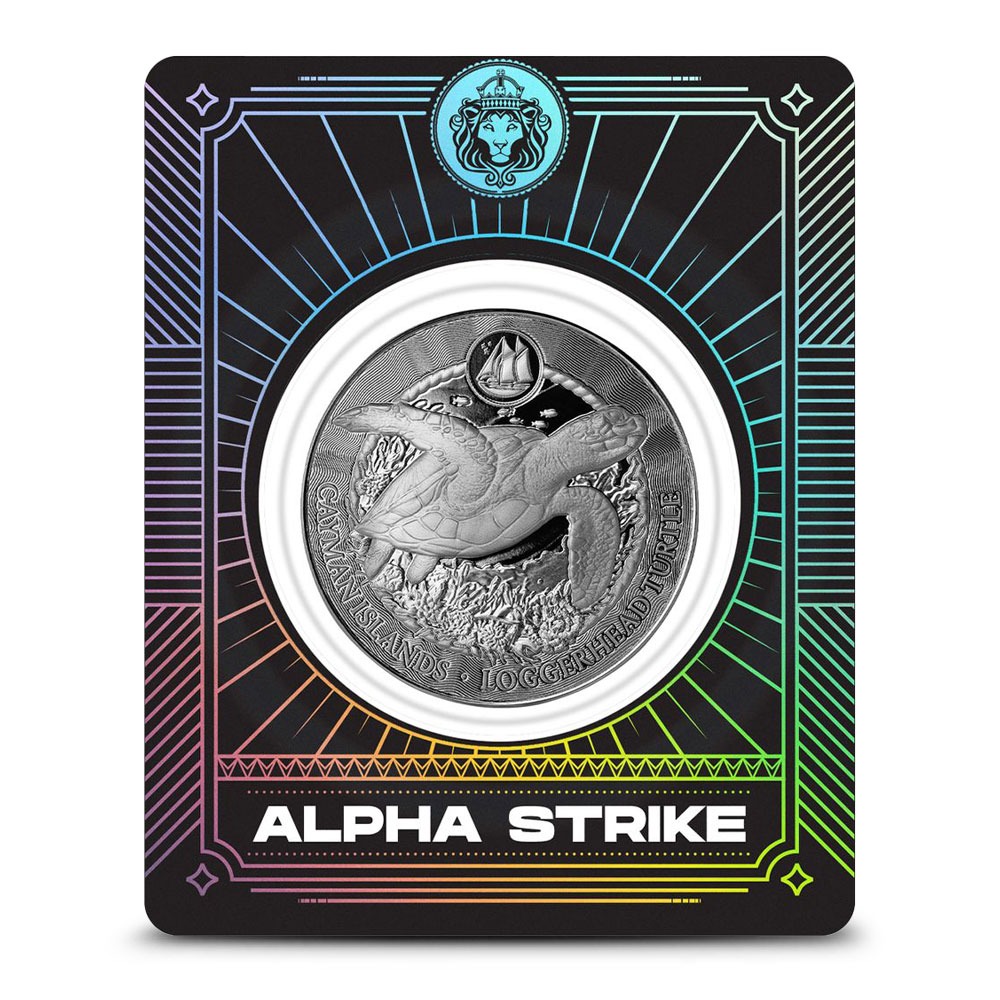 2025 1 oz Cayman Islands Silver Sea Life Loggerhead Turtle Coin (Alpha Strike, Proof-Like)