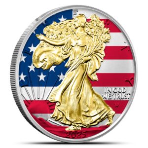 2025 1 oz Colorized American Silver Eagle Coin (Gilded, In Capsule)