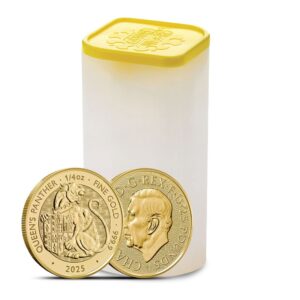 2025 1/4 oz British Gold Tudor Beasts The Queen's Panther Tube (25 Coins, BU)