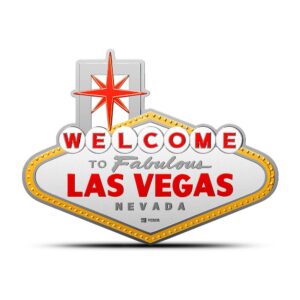 2026 2 oz Proof Colorized Niue Silver Welcome to the Fabulous Las Vegas Shaped Coin (Box + CoA, Gilded)