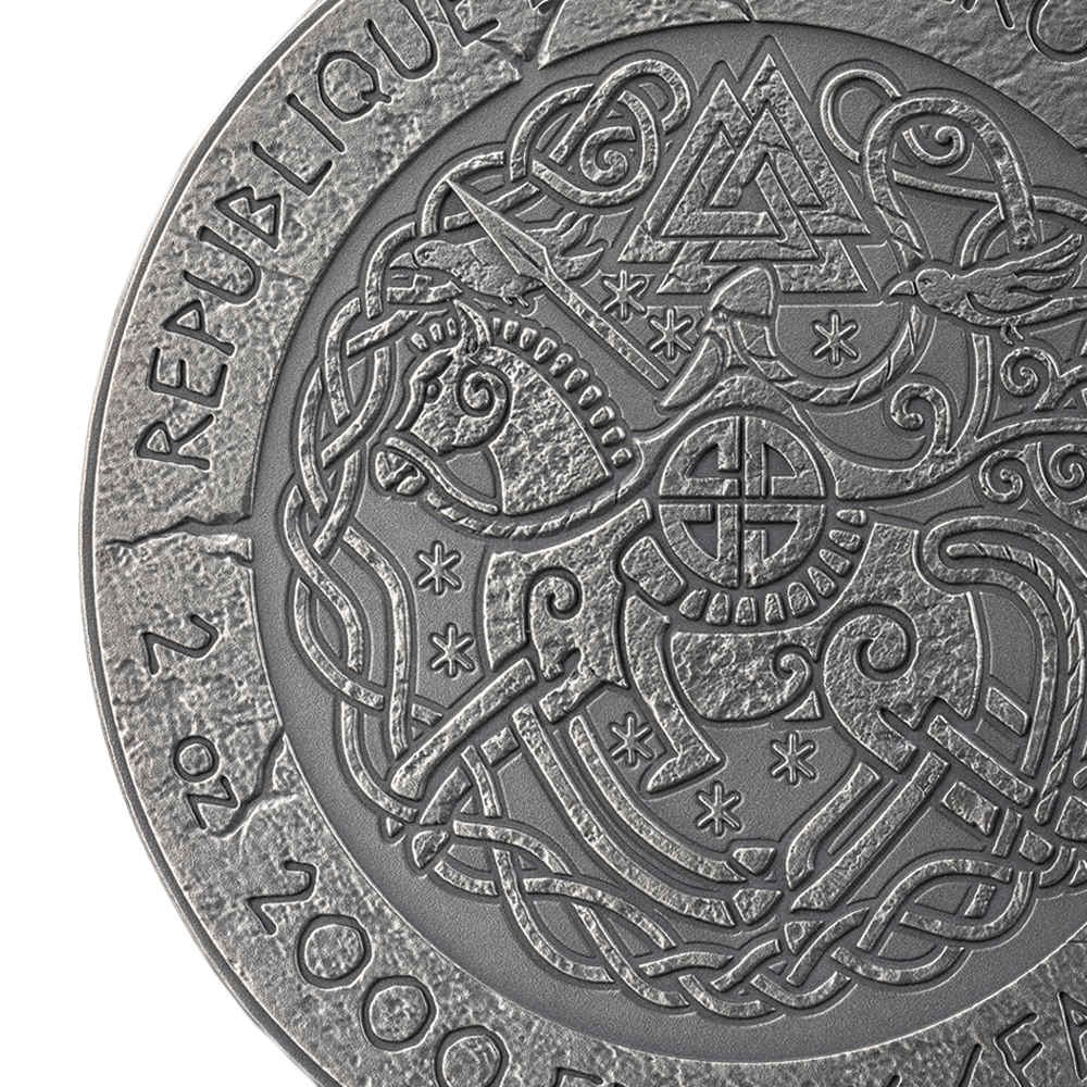 2026 2 oz Antique Cameroon Silver The Way to Valhalla Rollo of Normandy Coin (High Relief, Box + CoA) - Image 6